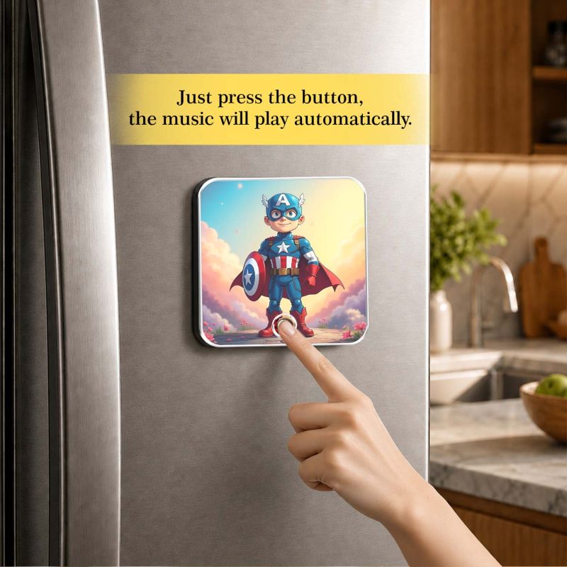 Musical Fridge Magnet Captain America Theme Fridge Magnet Superhero Fans Gift Birthday Return Gift for Kids & Marvel Fans